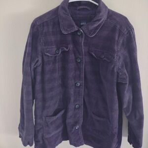 VTG Basic Editions Purple Corduroy Shacket Large Classic Casual Preppy